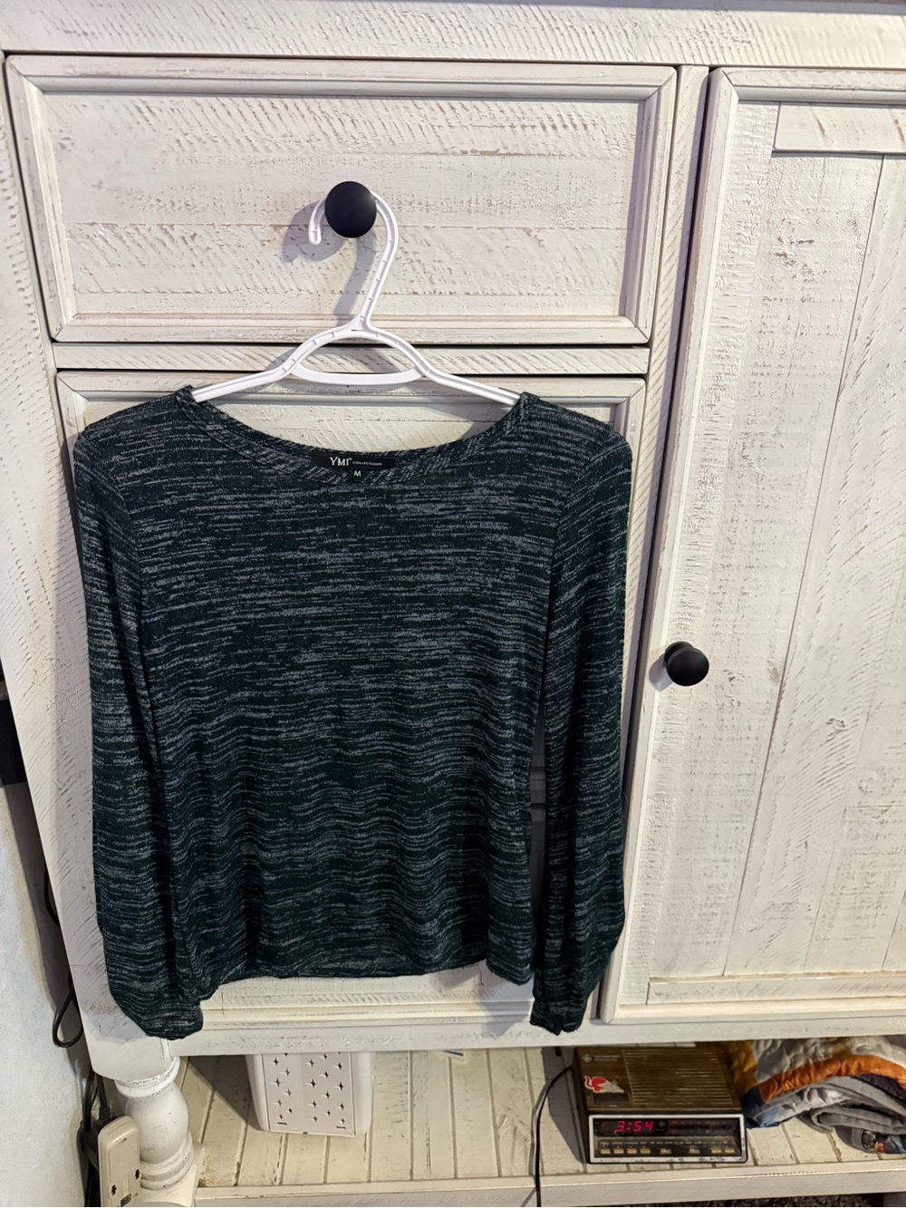 YMI Dark Green Heather Long Sleeve Knit Top